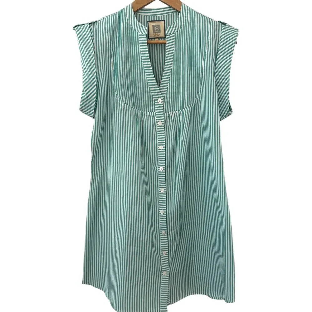 Bell by Alicia Bell Kat Mini‎ Dress Green & White Preppy Striped Size Medium - Picture 6 of 12